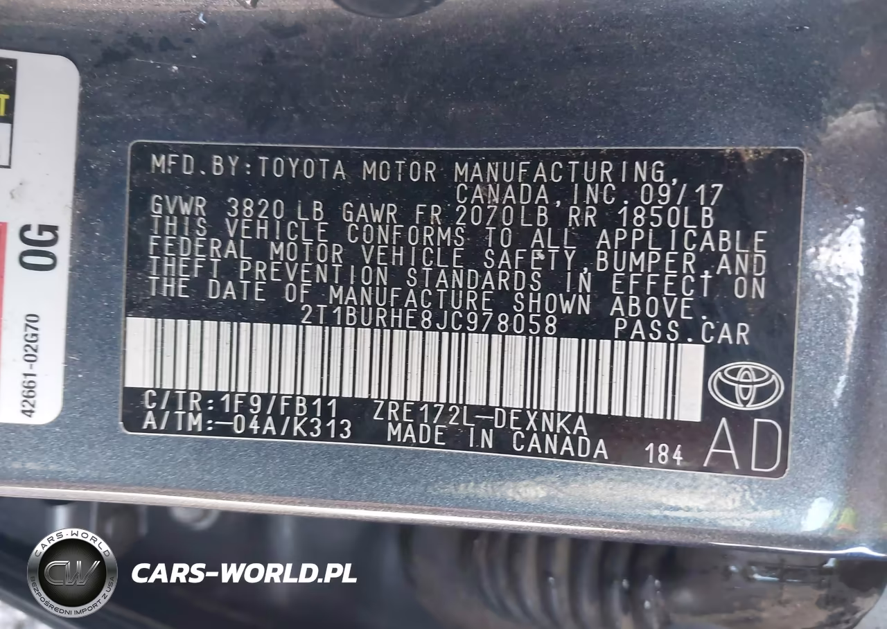 2018 Toyota Corolla Le VIN:2T1BURHE8JC978058 - 9