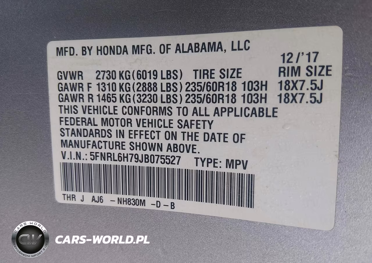 2018 Honda Odyssey Ex-L VIN:5FNRL6H79JB075527 - 9