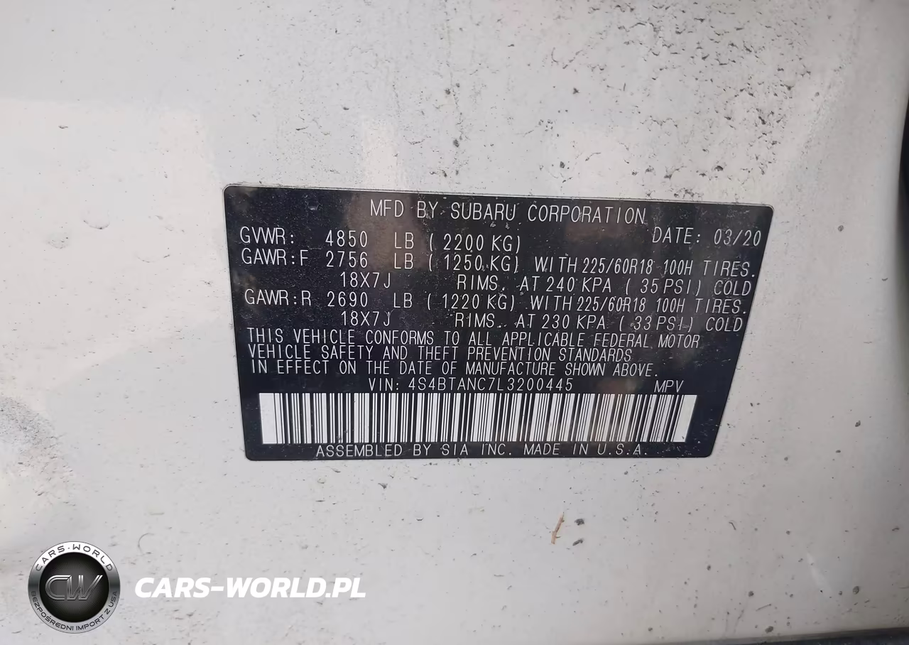 2020 Subaru Outback Limited VIN:4S4BTANC7L3200445 - 9