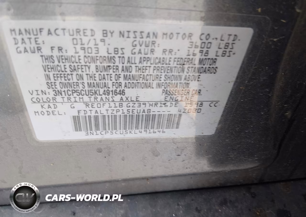 2019 Nissan Kicks Sr VIN:3N1CP5CU5KL491646 - 9