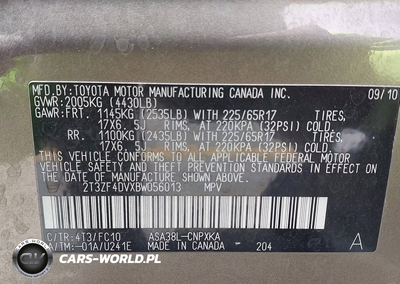 2011 Toyota Rav4 VIN:2T3ZF4DVXBW056013 - 9