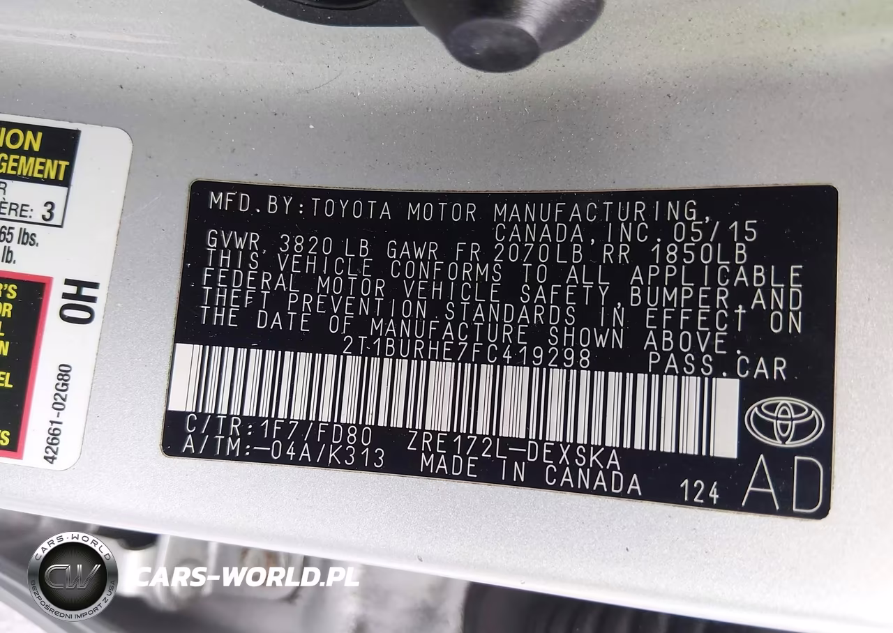 2015 Toyota Corolla S Plus VIN:2T1BURHE7FC419298 - 9