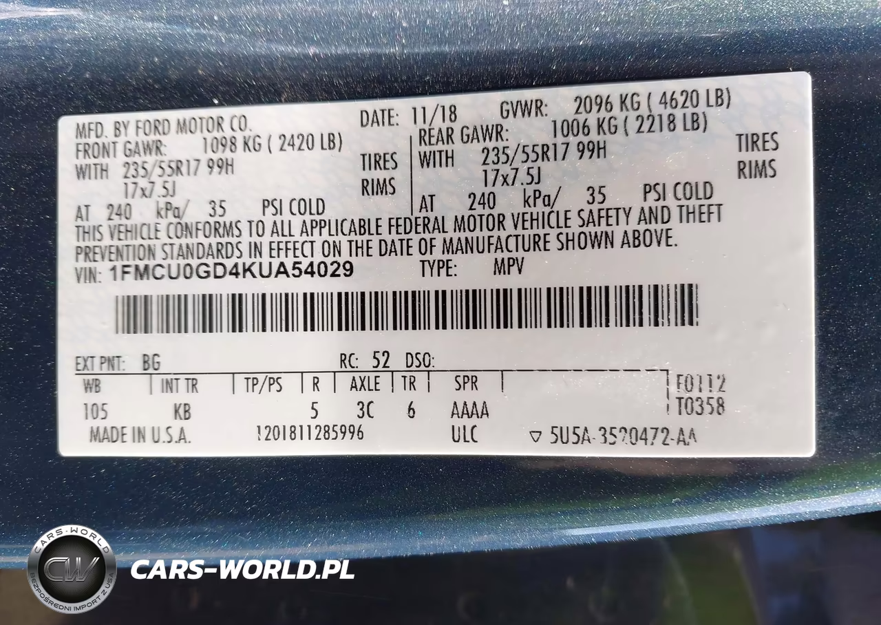 2019 Ford Escape Se VIN:1FMCU0GD4KUA54029 - 9