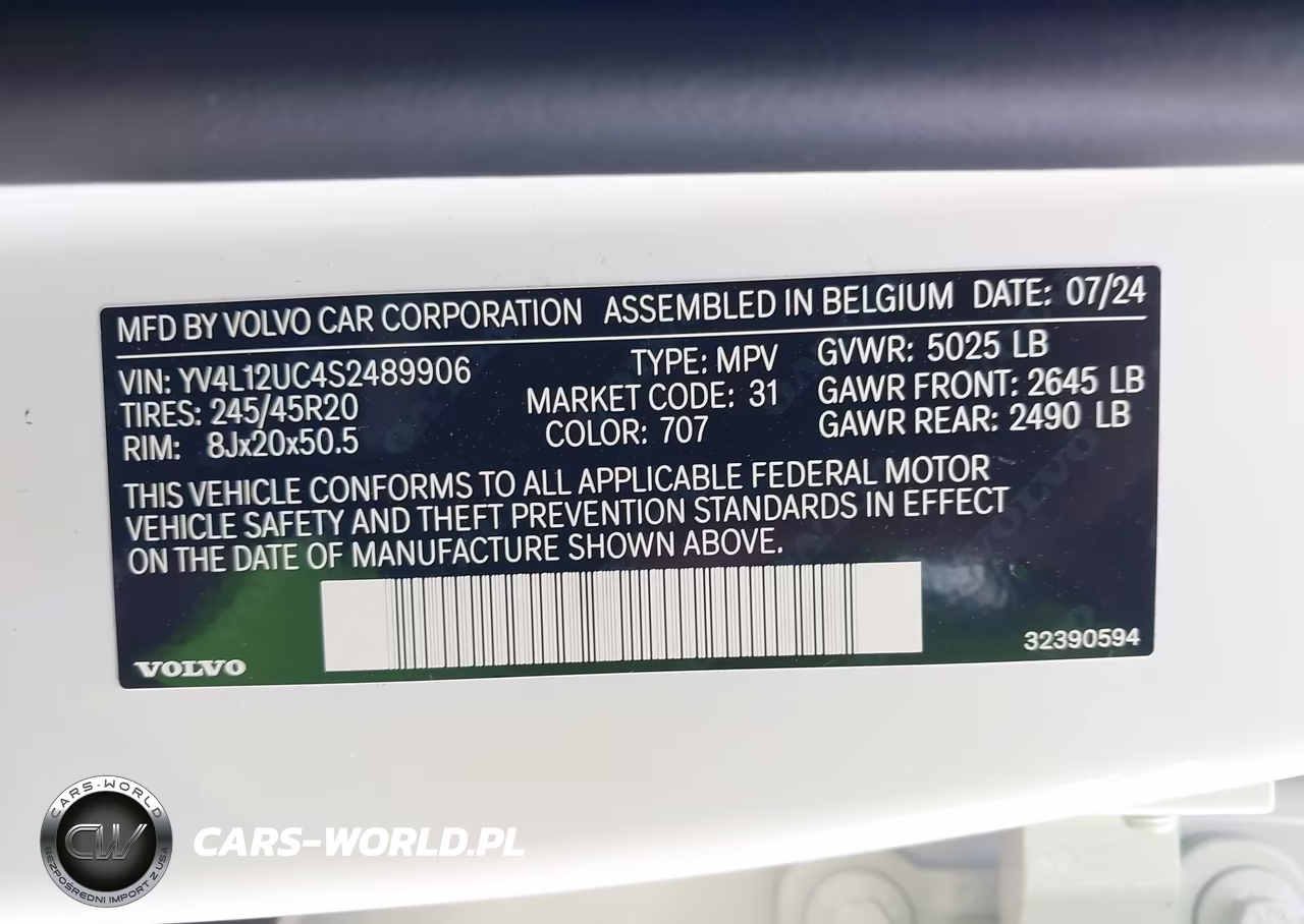 2025 Volvo Xc40 B5 Plus Dark Theme VIN:YV4L12UC4S2489906 - 9
