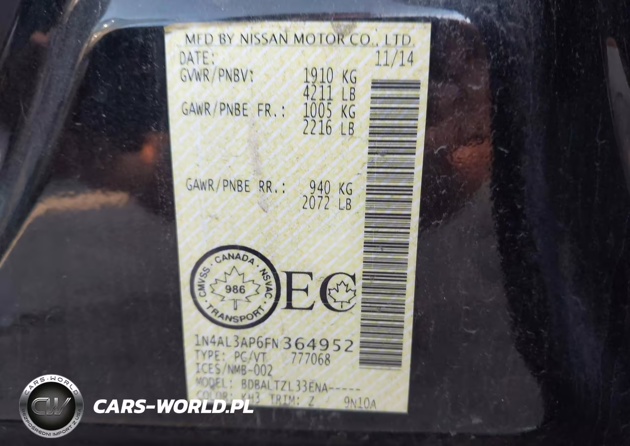 2015 Nissan Altima 2.5-2.5 S-2.5 Sl-2.5 Sv VIN:1N4AL3AP6FN364952 - 9