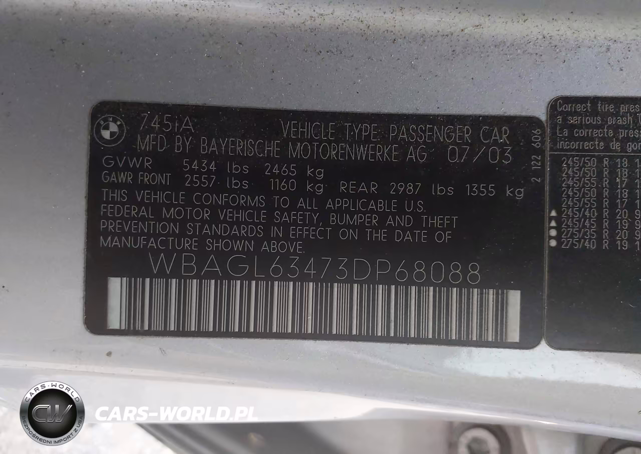2003 BMW 745I VIN:WBAGL63473DP68088 - 9