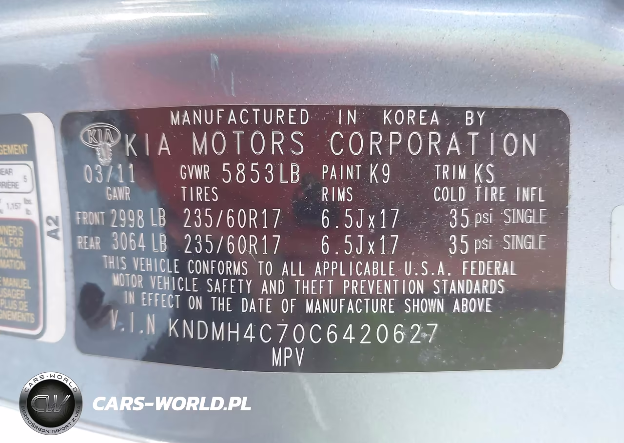2012 Kia Sedona Ex VIN:KNDMH4C70C6420627 - 9