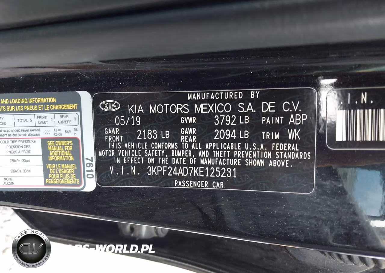 2019 Kia Forte Lxs VIN:3KPF24AD7KE125231 - 9