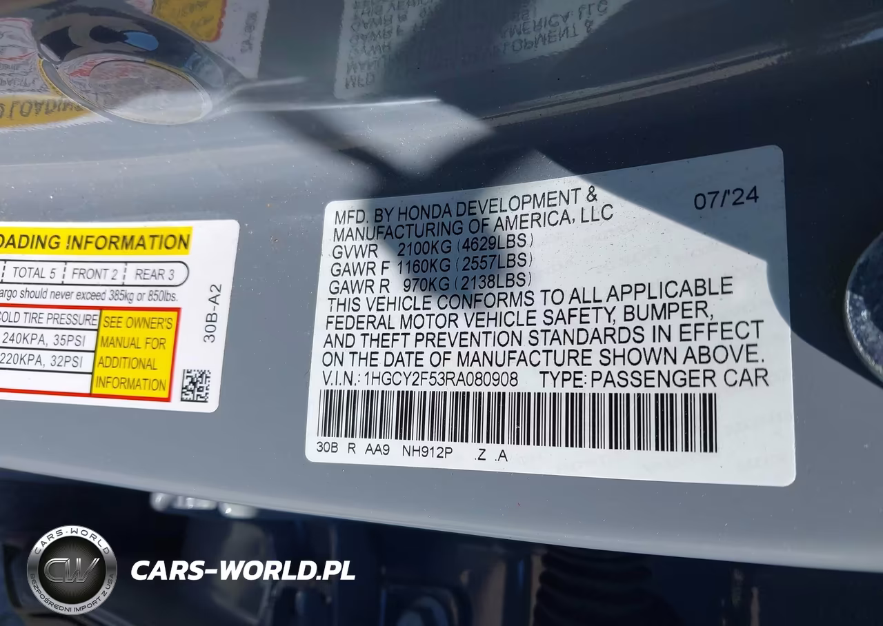 2024 Honda Accord Hybrid Sport VIN:1HGCY2F53RA080908 - 9