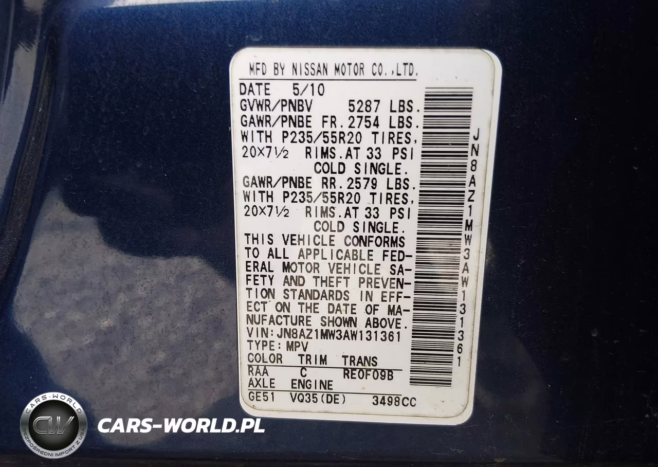 2010 Nissan Murano Le VIN:JN8AZ1MW3AW131361 - 9