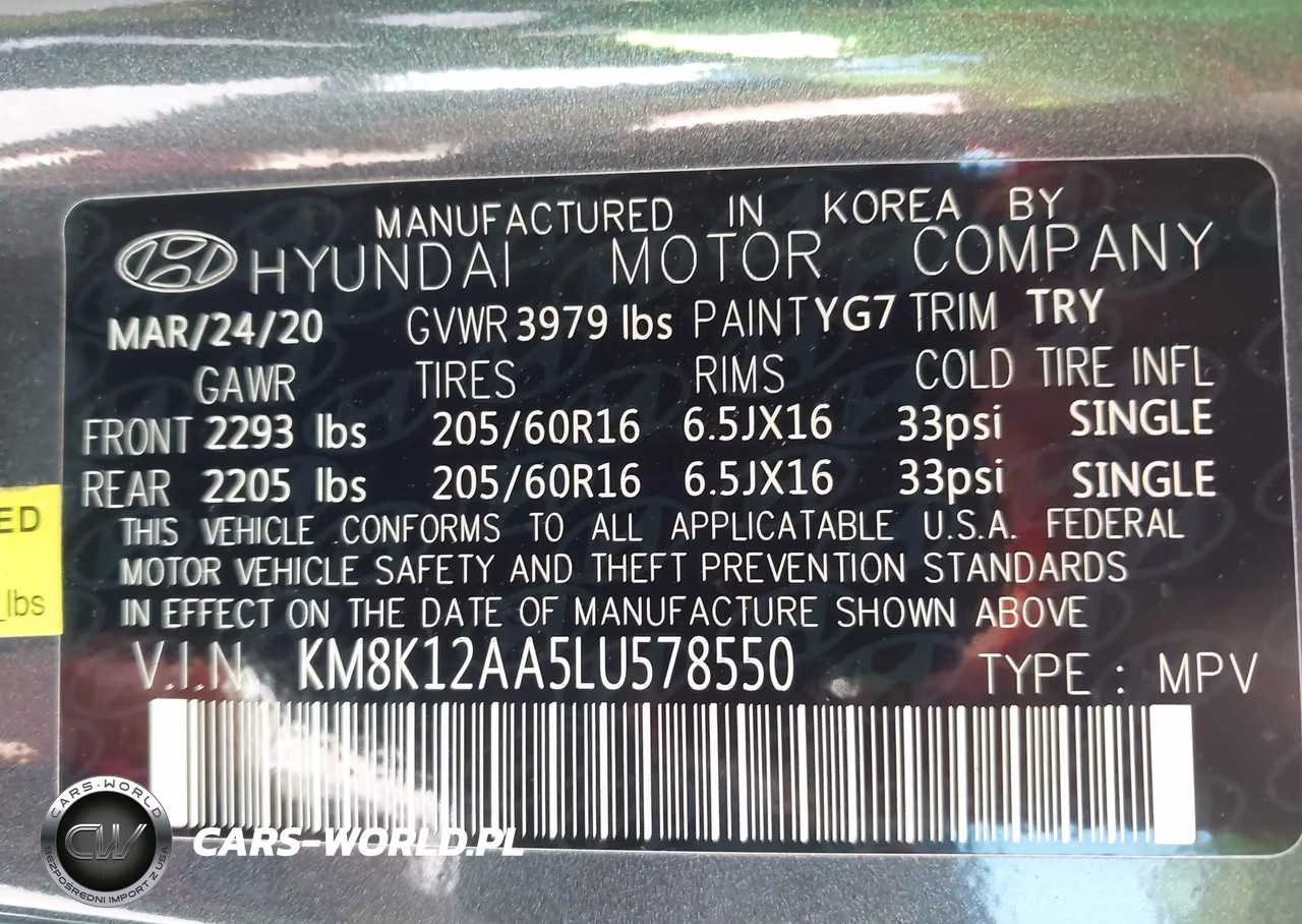 2020 Hyundai Kona Se VIN:KM8K12AA5LU578550 - 9