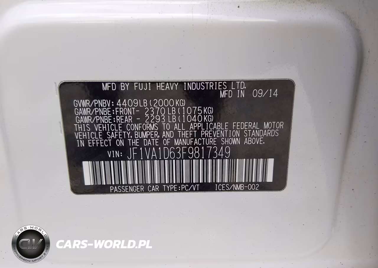 2015 Subaru Wrx Premium VIN:JF1VA1D63F9817349 - 9