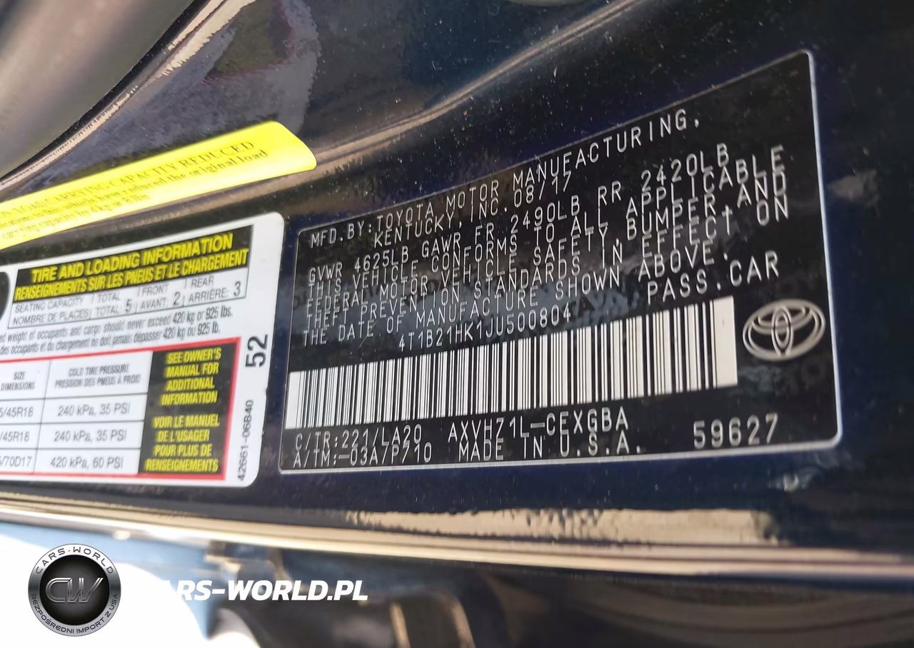 2018 Toyota Camry Hybrid Xle VIN:4T1B21HK1JU500804 - 9
