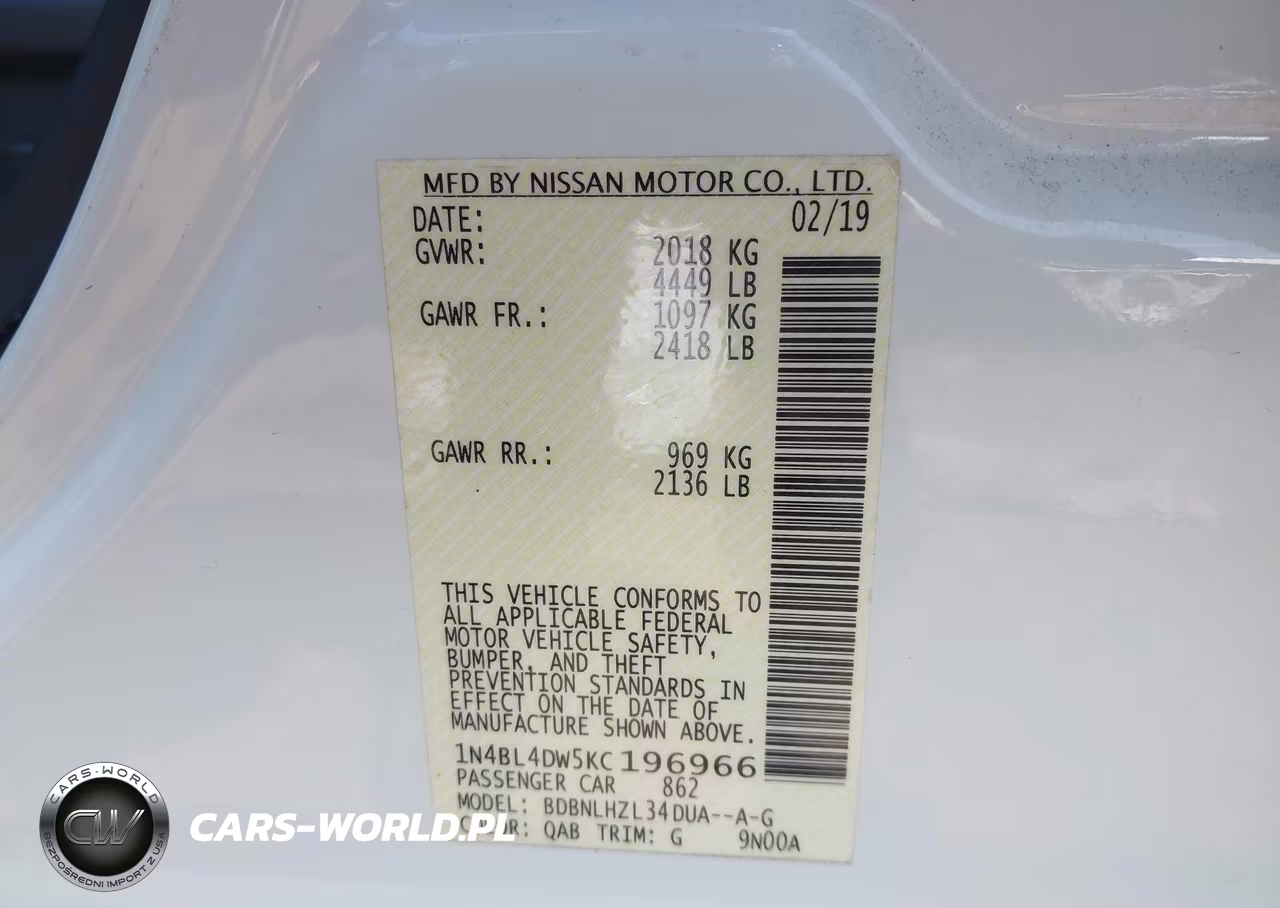 2019 Nissan Altima 2.5 Sv VIN:1N4BL4DW5KC196966 - 9