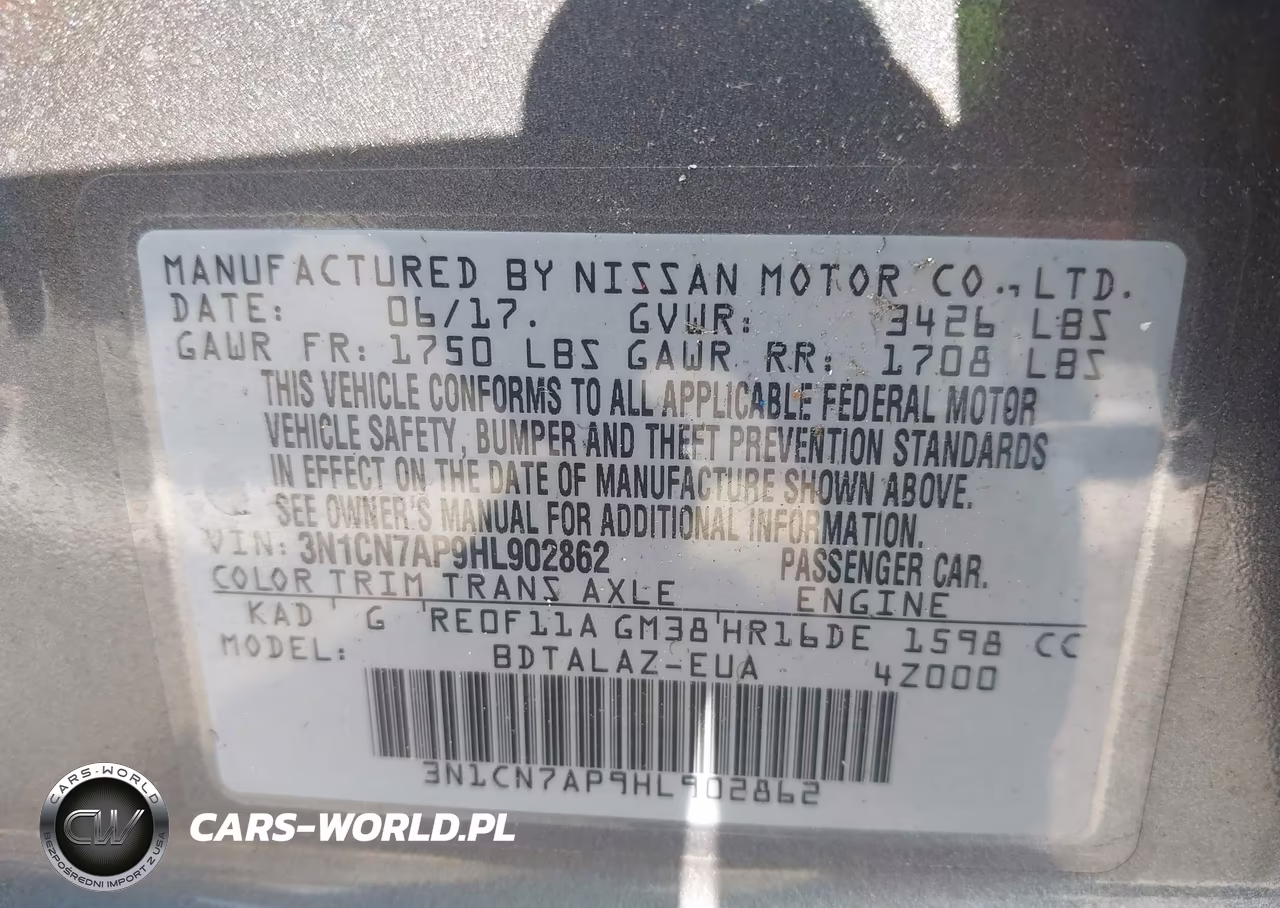 2017 Nissan Versa 1.6 S+ VIN:3N1CN7AP9HL902862 - 9