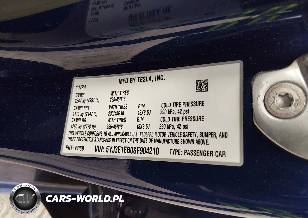 2025 Tesla Model 3 Long Range All-Wheel Drive VIN:5YJ3E1EB0SF904210 - 9