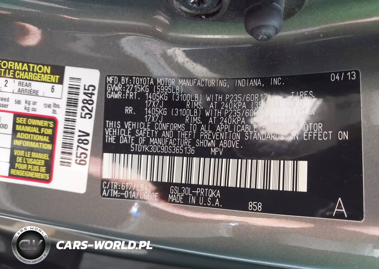 2013 Toyota Sienna Xle V6 8 Passenger VIN:5TDYK3DC9DS365136 - 9