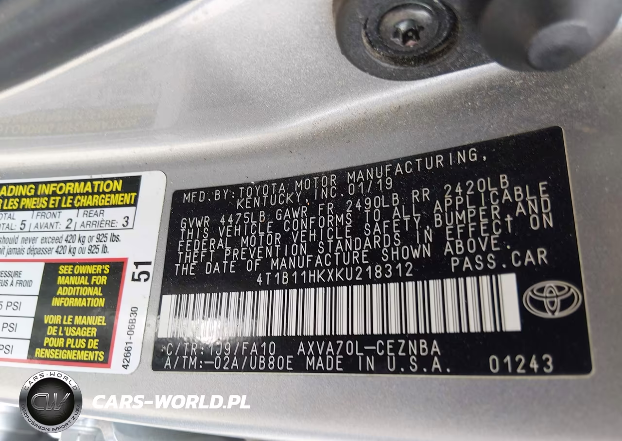 2019 Toyota Camry Le VIN:4T1B11HKXKU218312 - 9