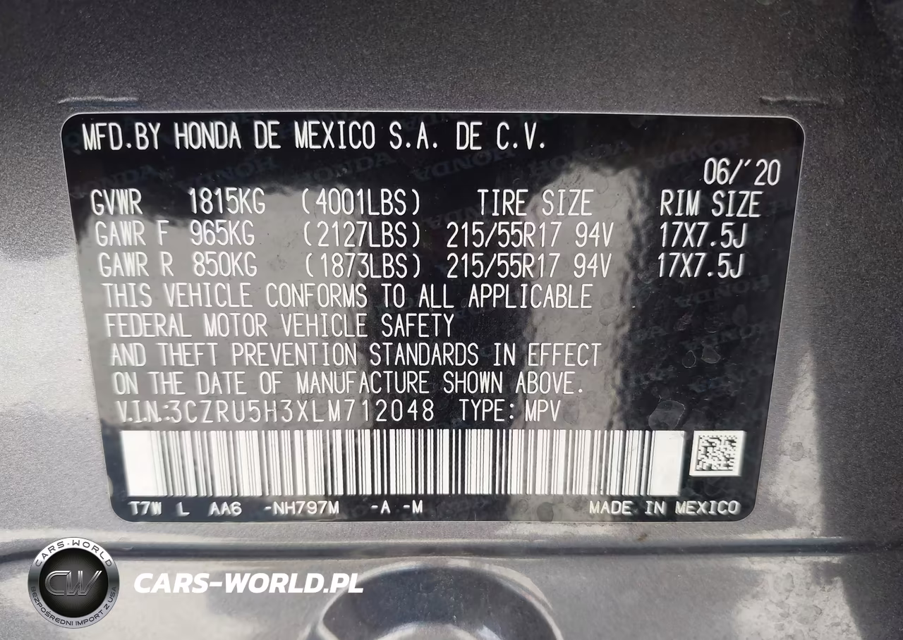 2020 Honda Hr-V 2Wd Lx VIN:3CZRU5H3XLM712048 - 9