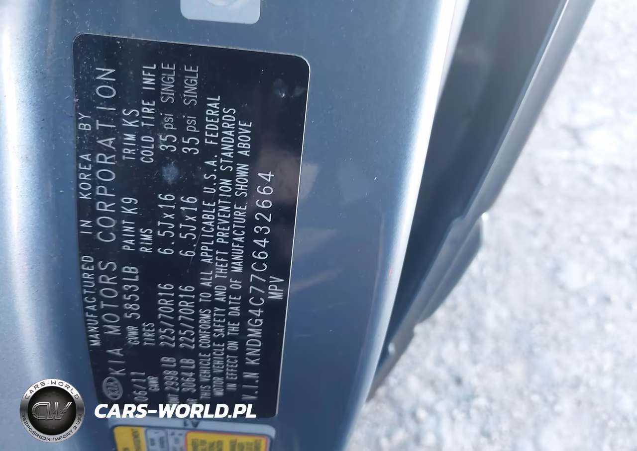 2012 Kia Sedona Lx VIN:KNDMG4C77C6432664 - 9