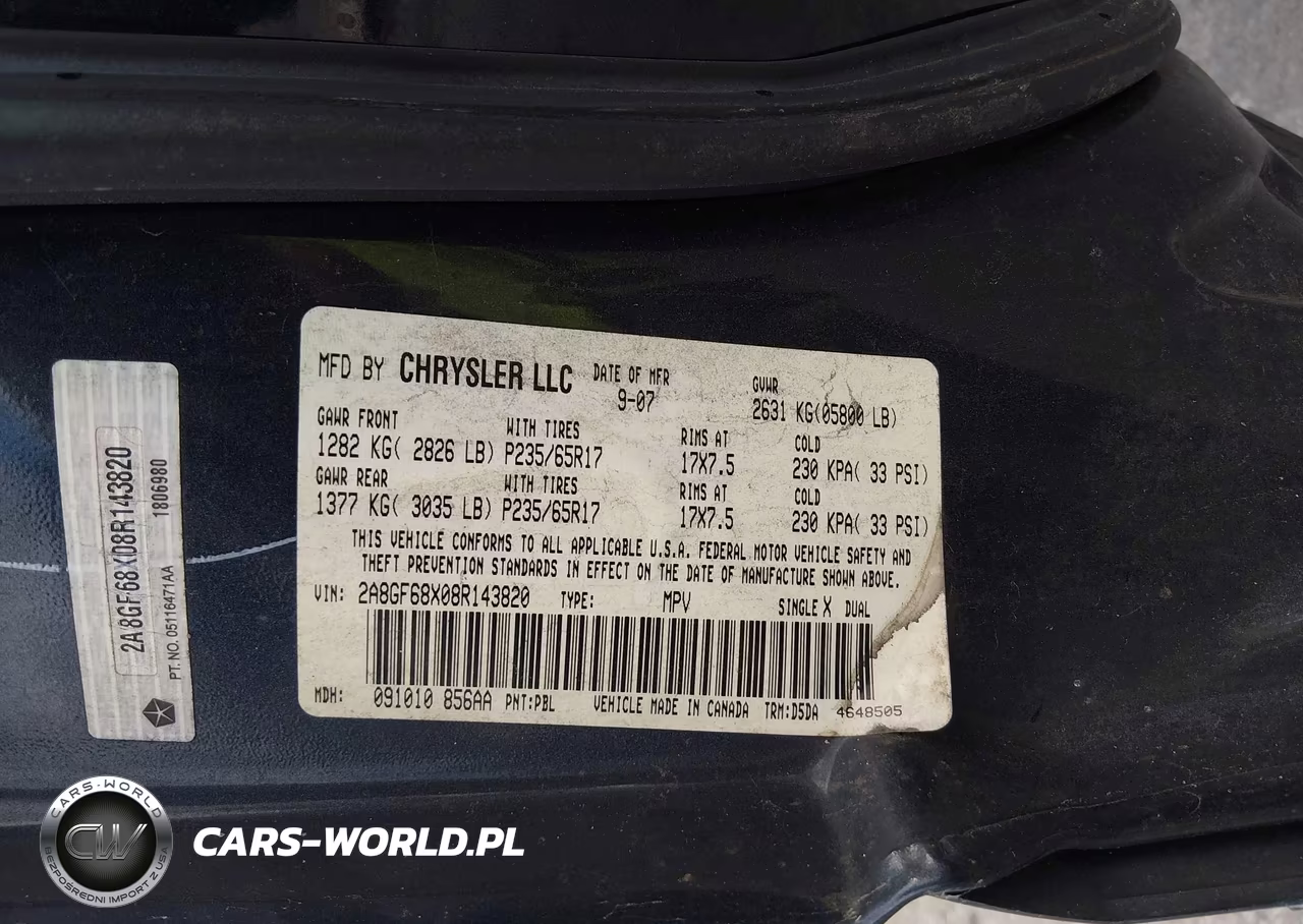 2008 Chrysler Pacifica Touring VIN:2A8GF68X08R143820 - 9
