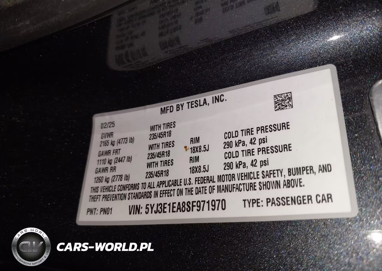 2025 Tesla Model 3 VIN:5YJ3E1EA8SF971970 - 9