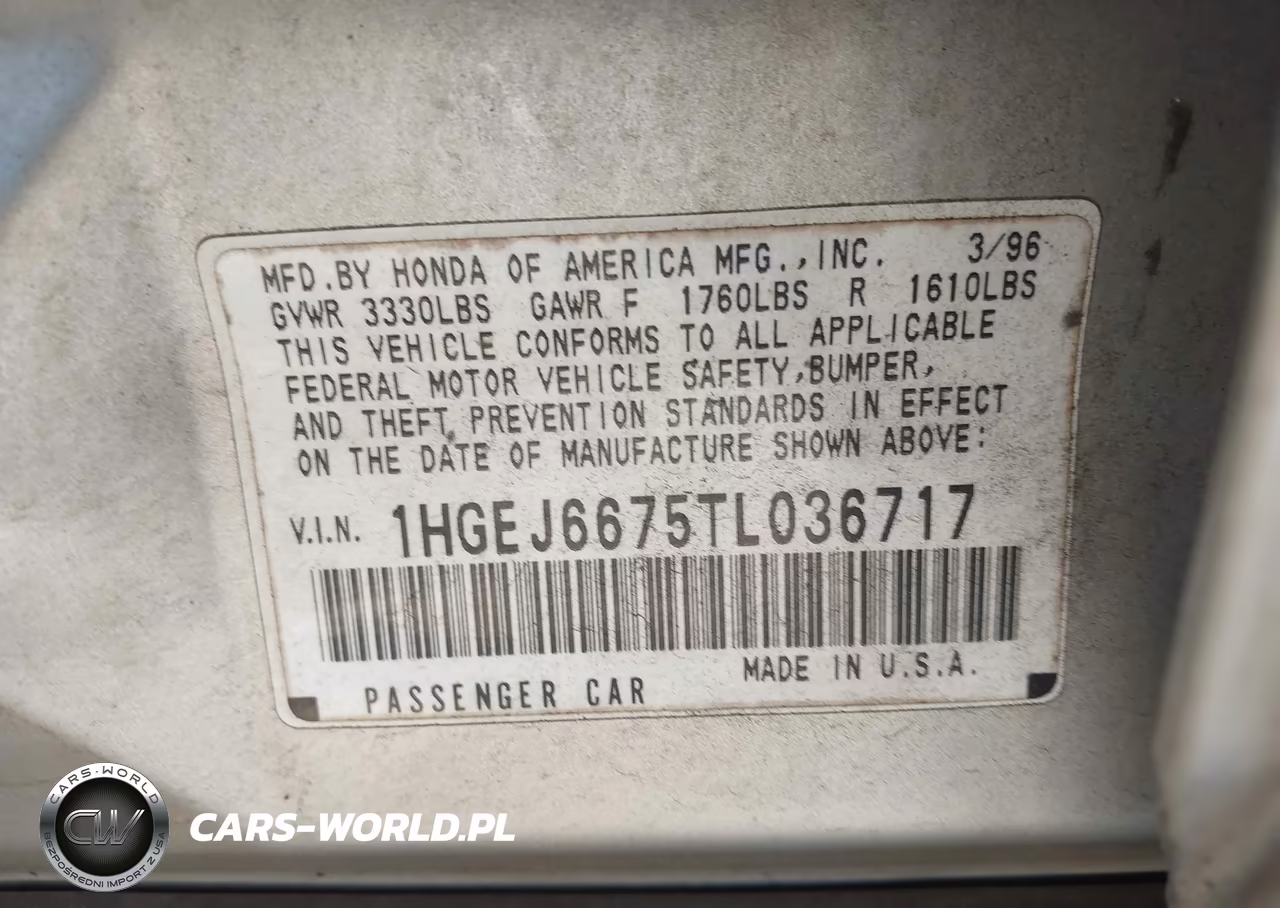 1996 Honda Civic Lx VIN:1HGEJ6675TL036717 - 9