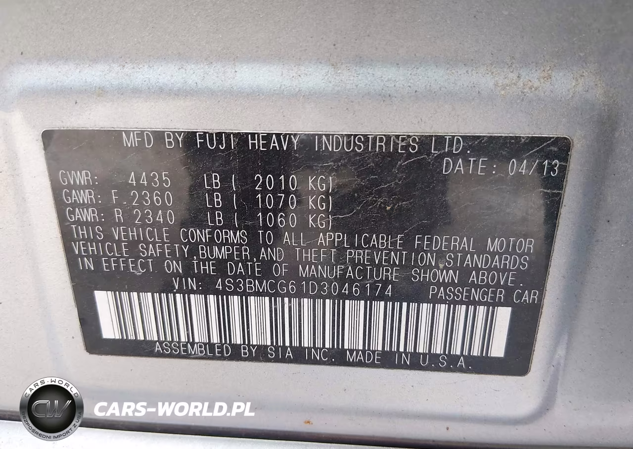 2013 Subaru Legacy 2.5 I Sport VIN:4S3BMCG61D3046174 - 9