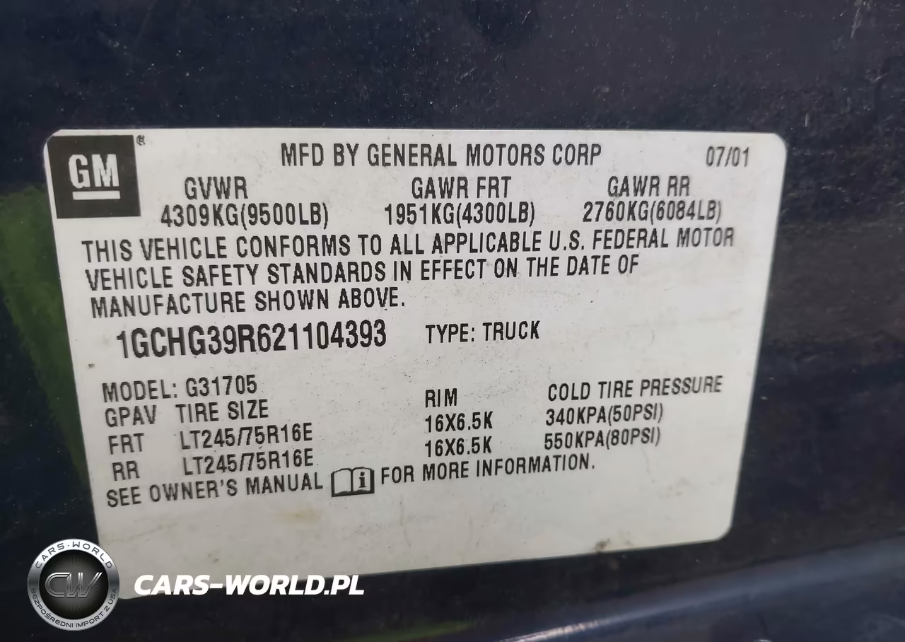 2002 Chevrolet Express VIN:1GCHG39R621104393 - 9