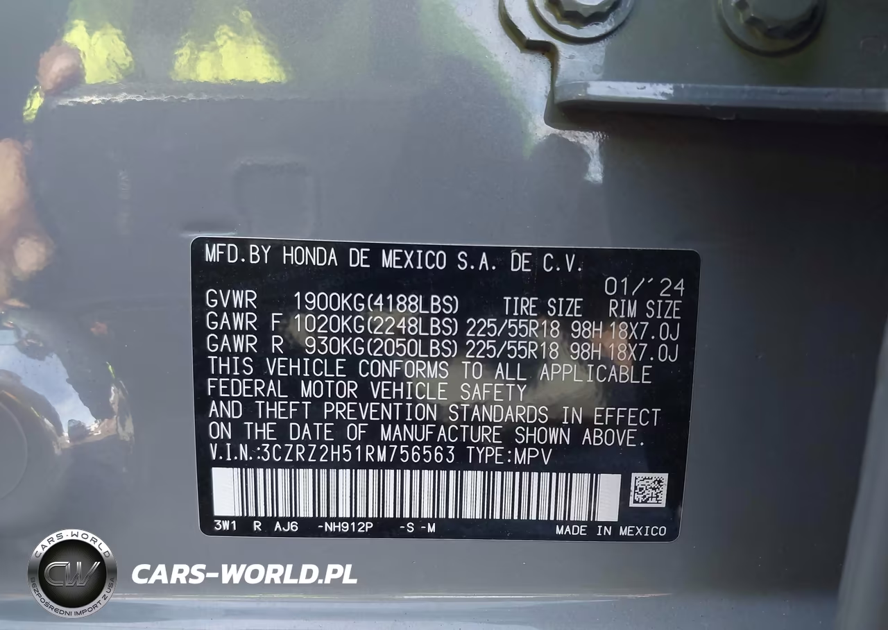 2024 Honda Hr-V Awd Sport-Awd Sport W-O Bsi VIN:3CZRZ2H51RM756563 - 9