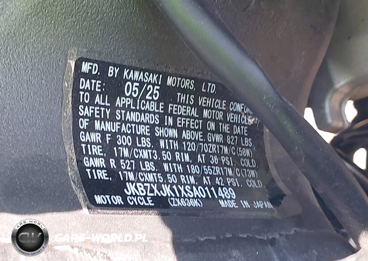 2025 Kawasaki Zx636 K VIN:JKBZXJK1XSA011489 - 10