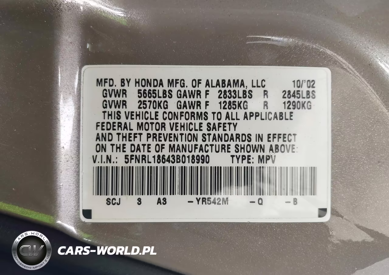 2003 Honda Odyssey Ex VIN:5FNRL18643B018990 - 9