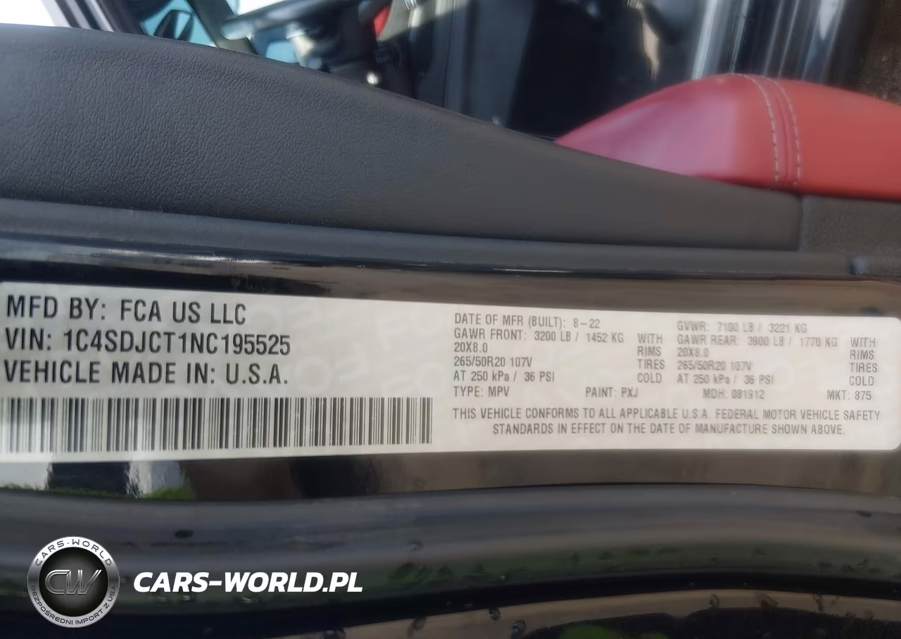2022 Dodge Durango R-T Plus Awd VIN:1C4SDJCT1NC195525 - 9