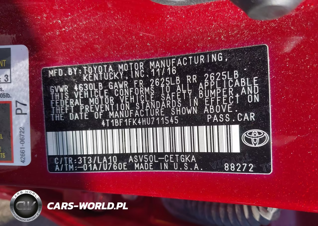 2017 Toyota Camry Xle VIN:4T1BF1FK4HU711545 - 9