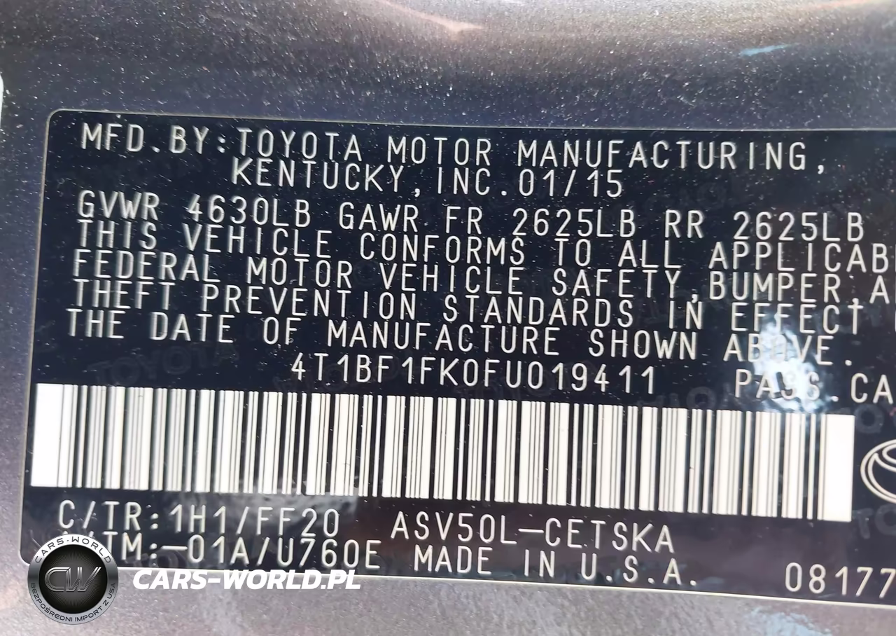 2015 Toyota Camry Se VIN:4T1BF1FK0FU019411 - 9