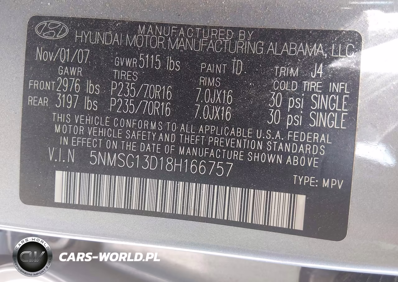 2008 Hyundai Santa Fe Gls VIN:5NMSG13D18H166757 - 9