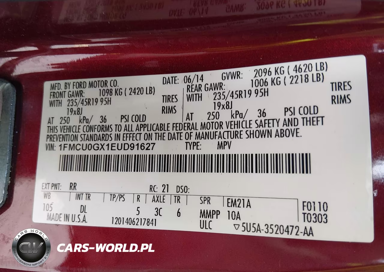 2014 Ford Escape Se VIN:1FMCU0GX1EUD91627 - 9