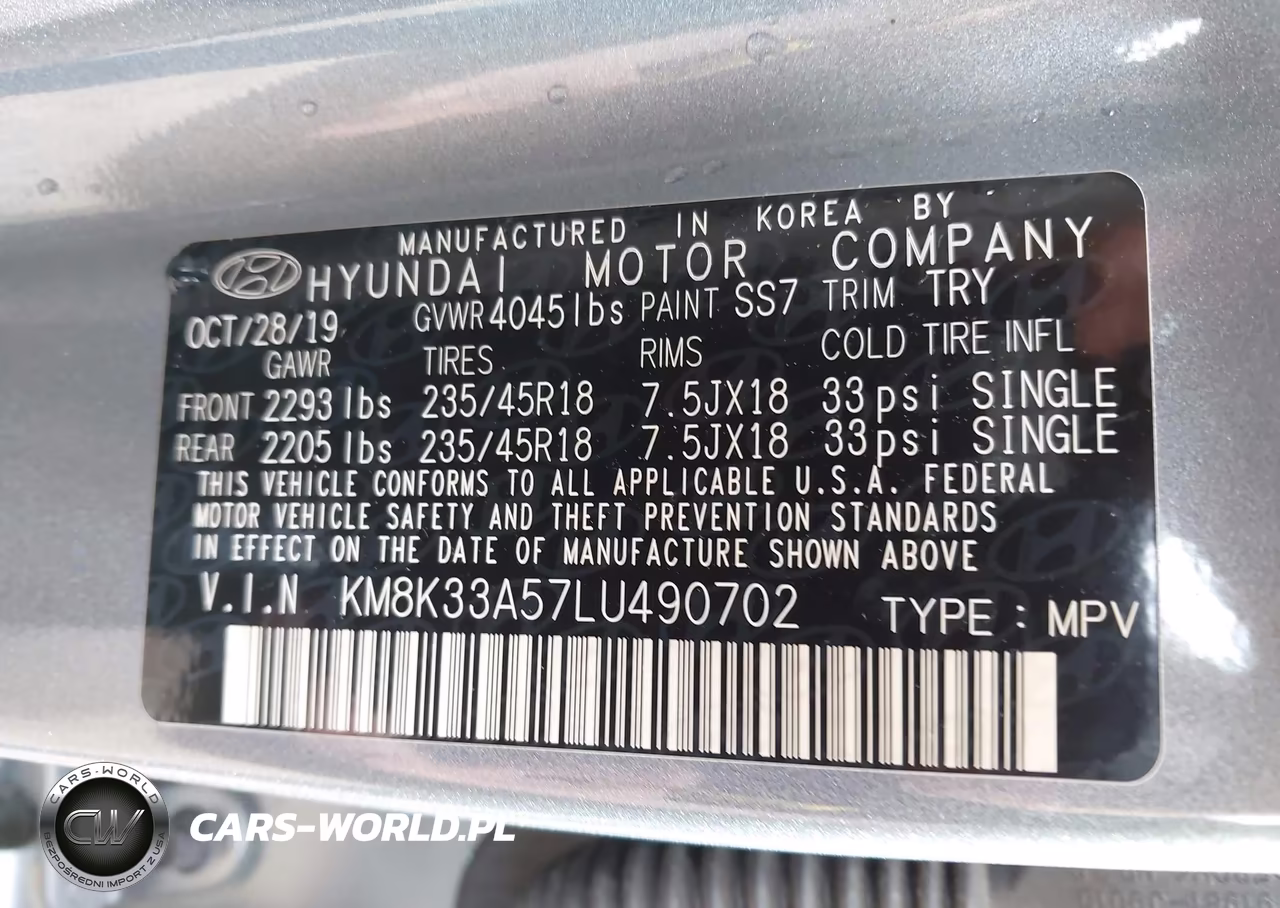 2020 Hyundai Kona Limited VIN:KM8K33A57LU490702 - 9