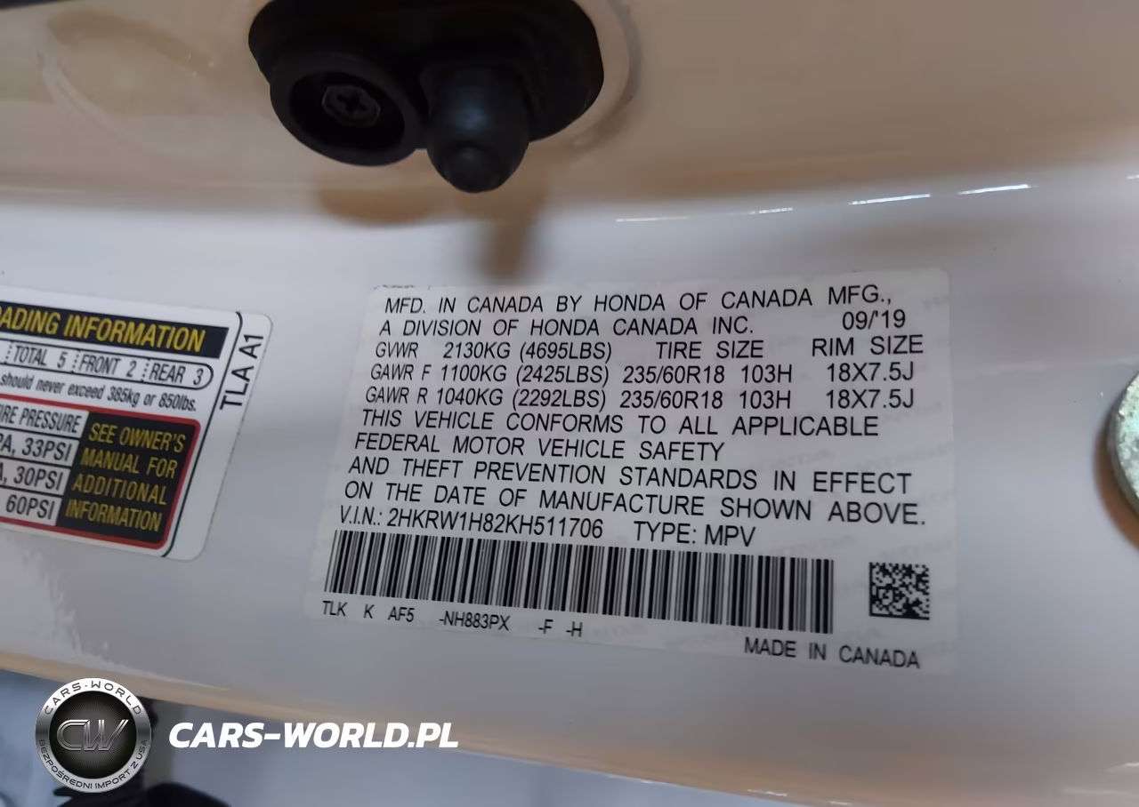 2019 Honda Cr-V Ex-L VIN:2HKRW1H82KH511706 - 9