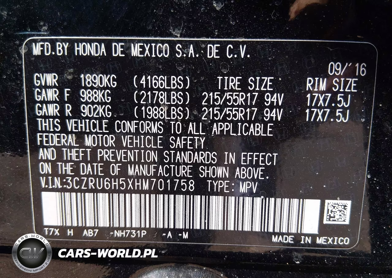 2017 Honda Hr-V Ex VIN:3CZRU6H5XHM701758 - 9