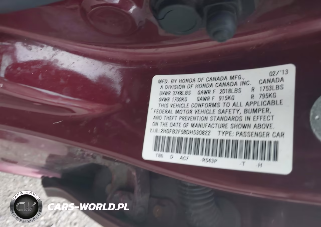 2013 Honda Civic Lx VIN:2HGFB2F58DH530822 - 9