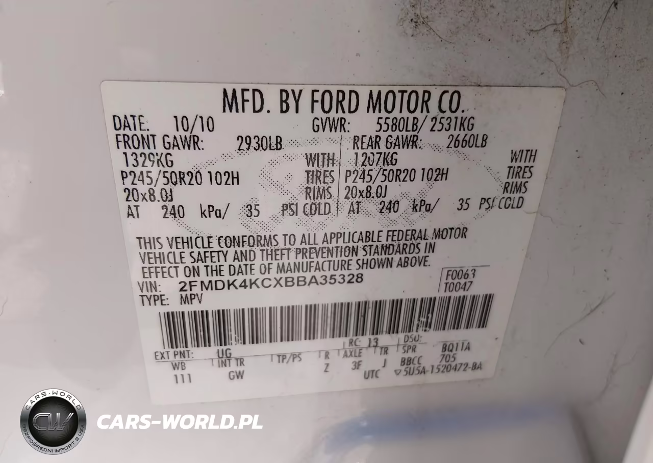 2011 Ford Edge Limited VIN:2FMDK4KCXBBA35328 - 9