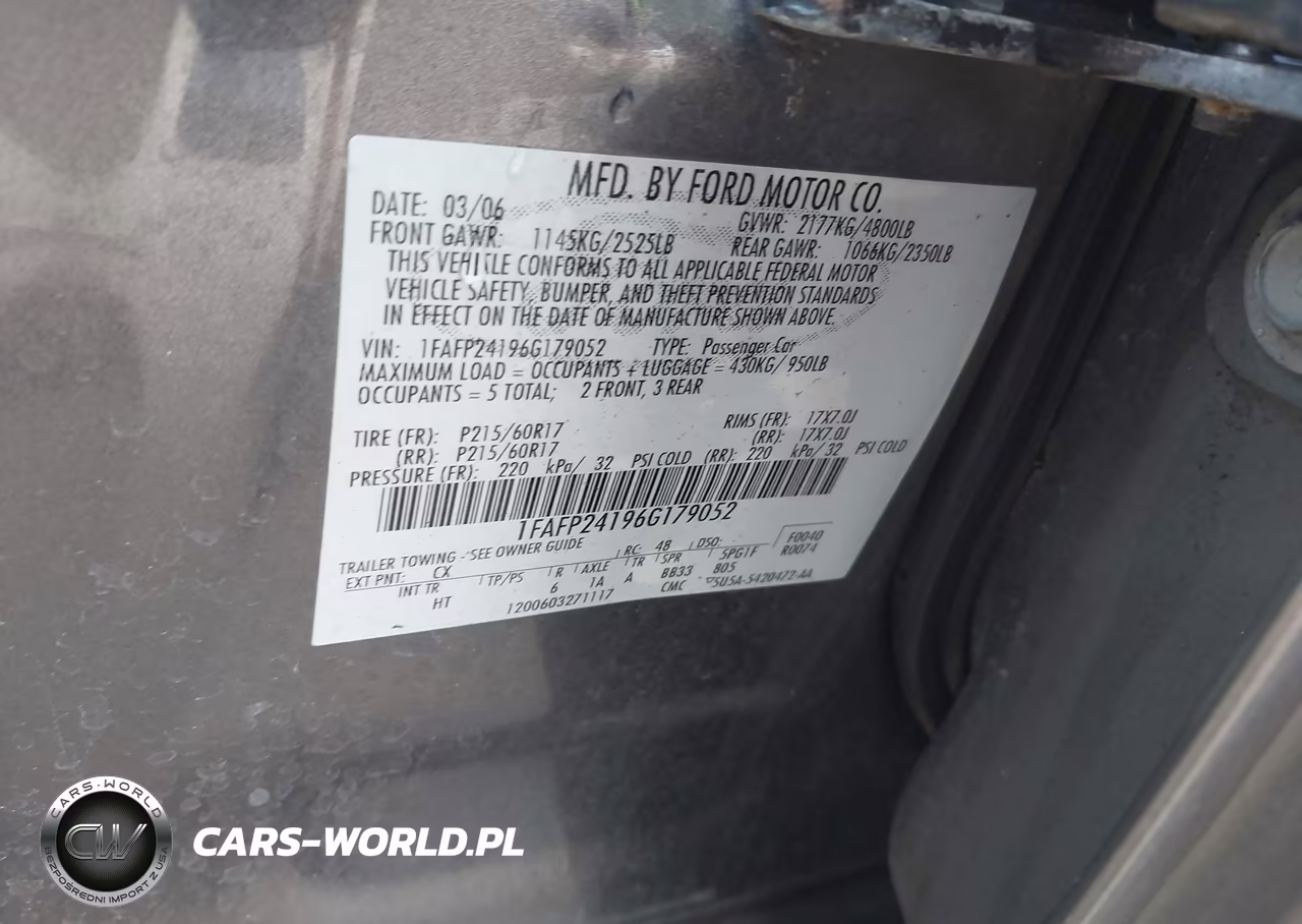 2006 Ford Five Hundred Sel VIN:1FAFP24196G179052 - 9