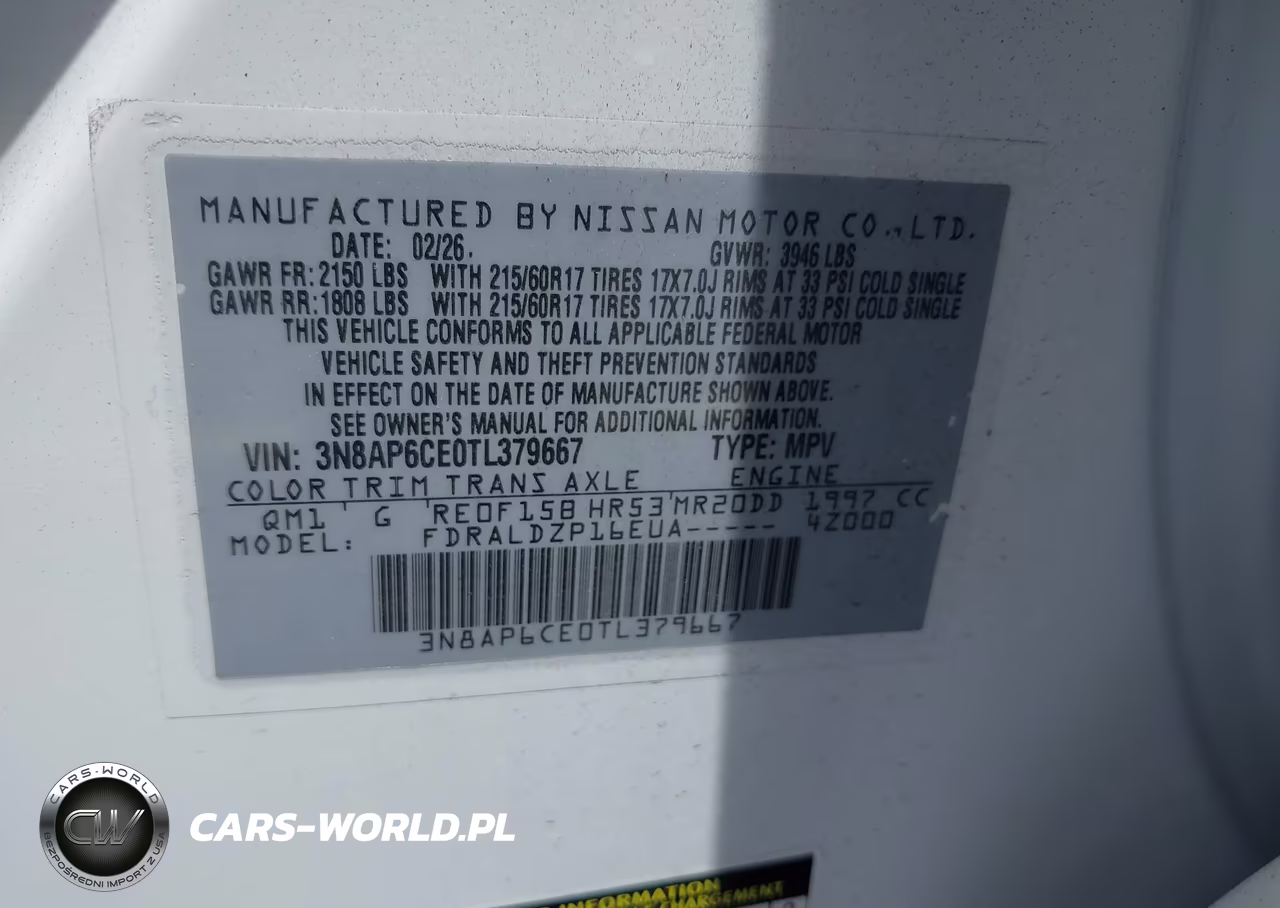 2026 Nissan Kicks Sv VIN:3N8AP6CE0TL379667 - 9