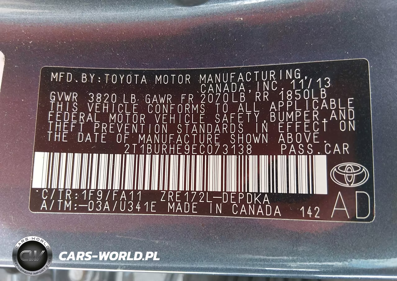 2014 Toyota Corolla L VIN:2T1BURHE9EC073138 - 9