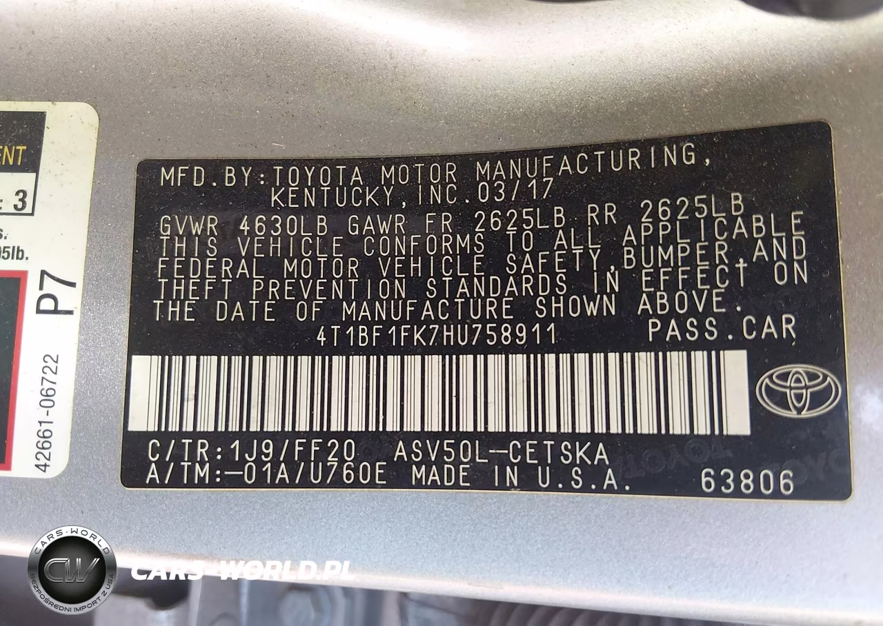 2017 Toyota Camry Se VIN:4T1BF1FK7HU758911 - 9