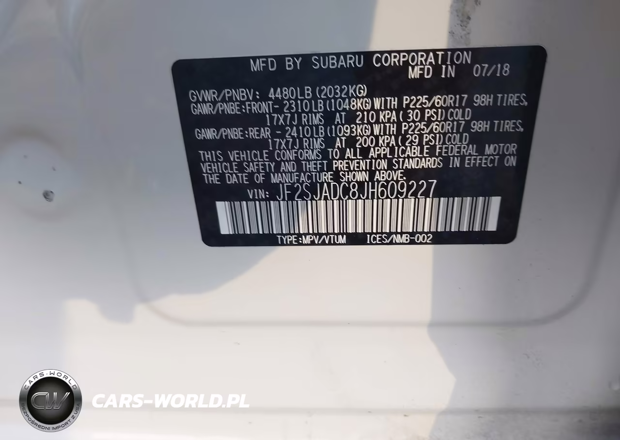 2018 Subaru Forester 2.5I Premium VIN:JF2SJADC8JH609227 - 9
