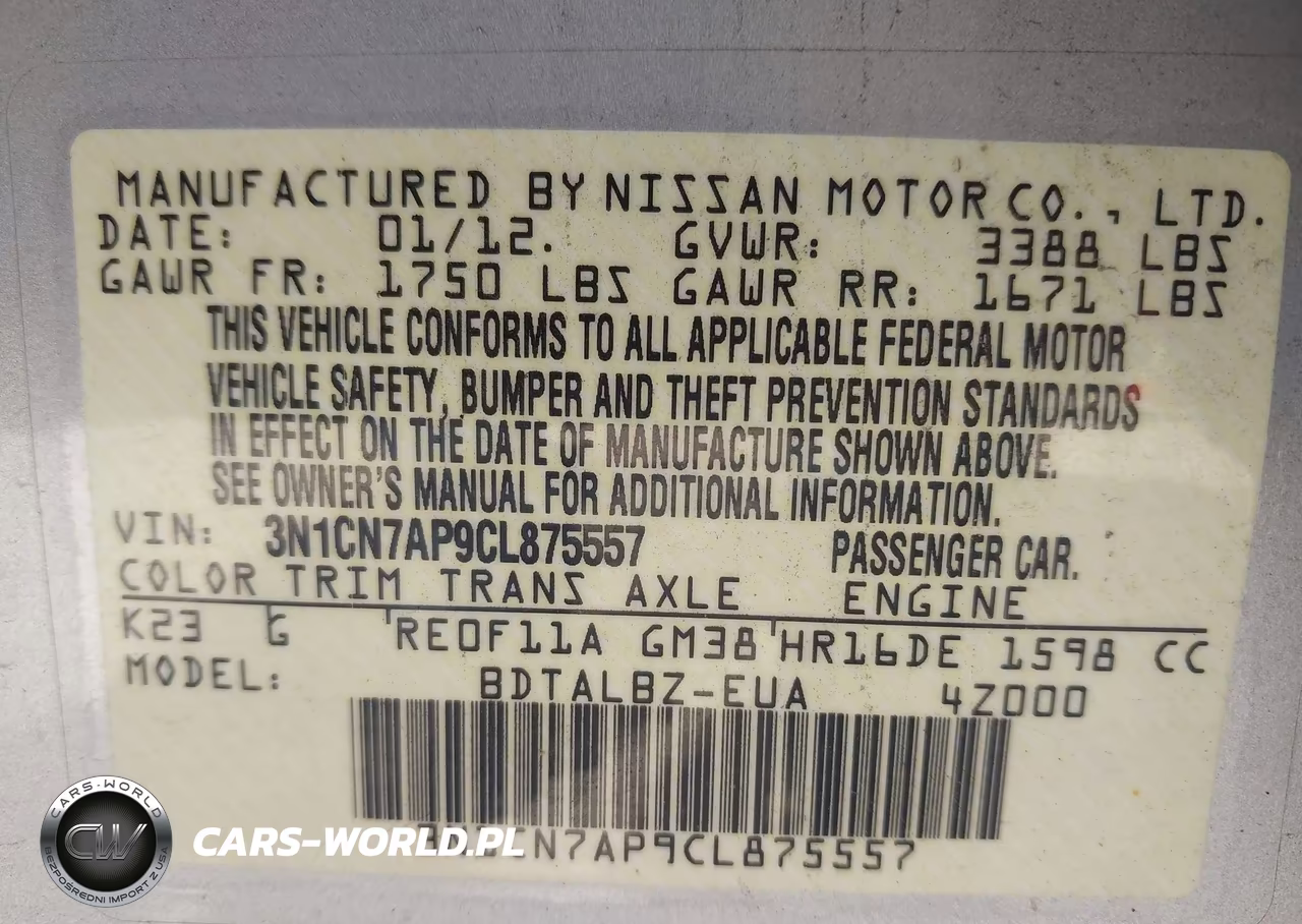 2012 Nissan Versa 1.6 Sv VIN:3N1CN7AP9CL875557 - 9