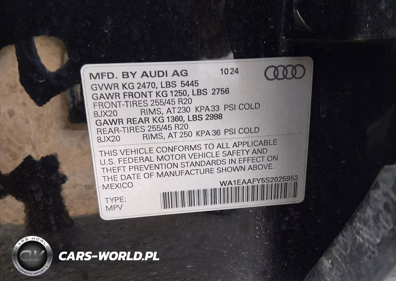 2025 Audi Q5 Premium Plus 45 Tfsi S Line Quattro S Tronic VIN:WA1EAAFY5S2025953 - 9