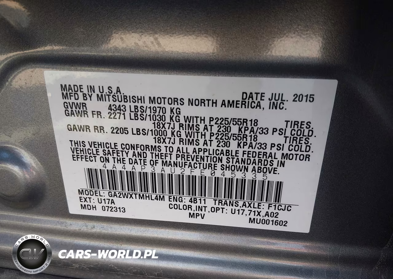 2015 Mitsubishi Outlander Sport Es VIN:4A4AP3AU2FE045335 - 9